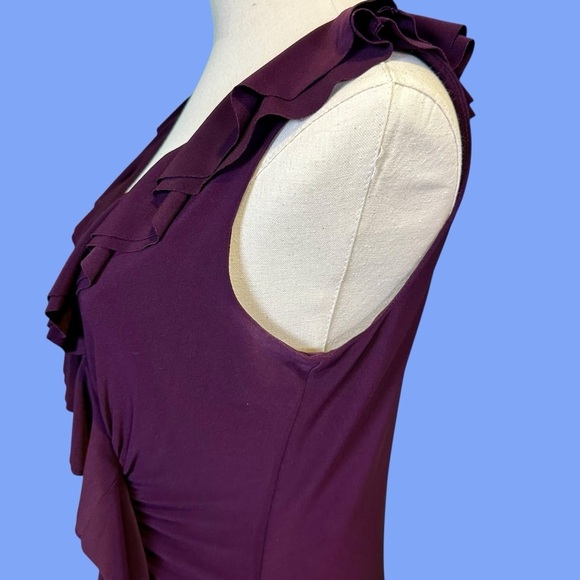 Lauren Ralph Lauren Purple Ruffled Detail Sleeveless Surplice Jersey Knit Dress - Picture 7 of 14